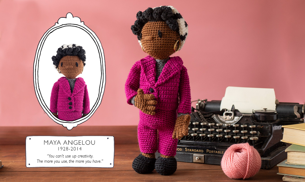 Maya Angelou international womens day crochet doll
